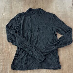 American Eagle Black Ribbed Long Sleeve Top